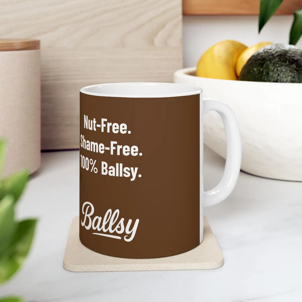 Nut-Free Shame-Free 100% Ballsy Mug